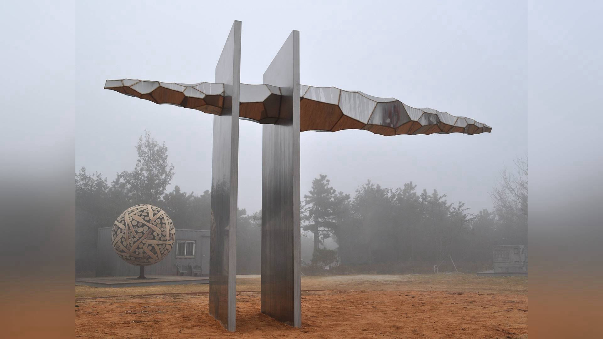 Transition - stainless steel sculpture by Heath Satow in Icheon South Korea CA