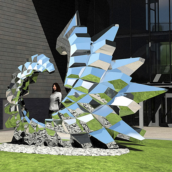 mirror polished stainless steel sculpture