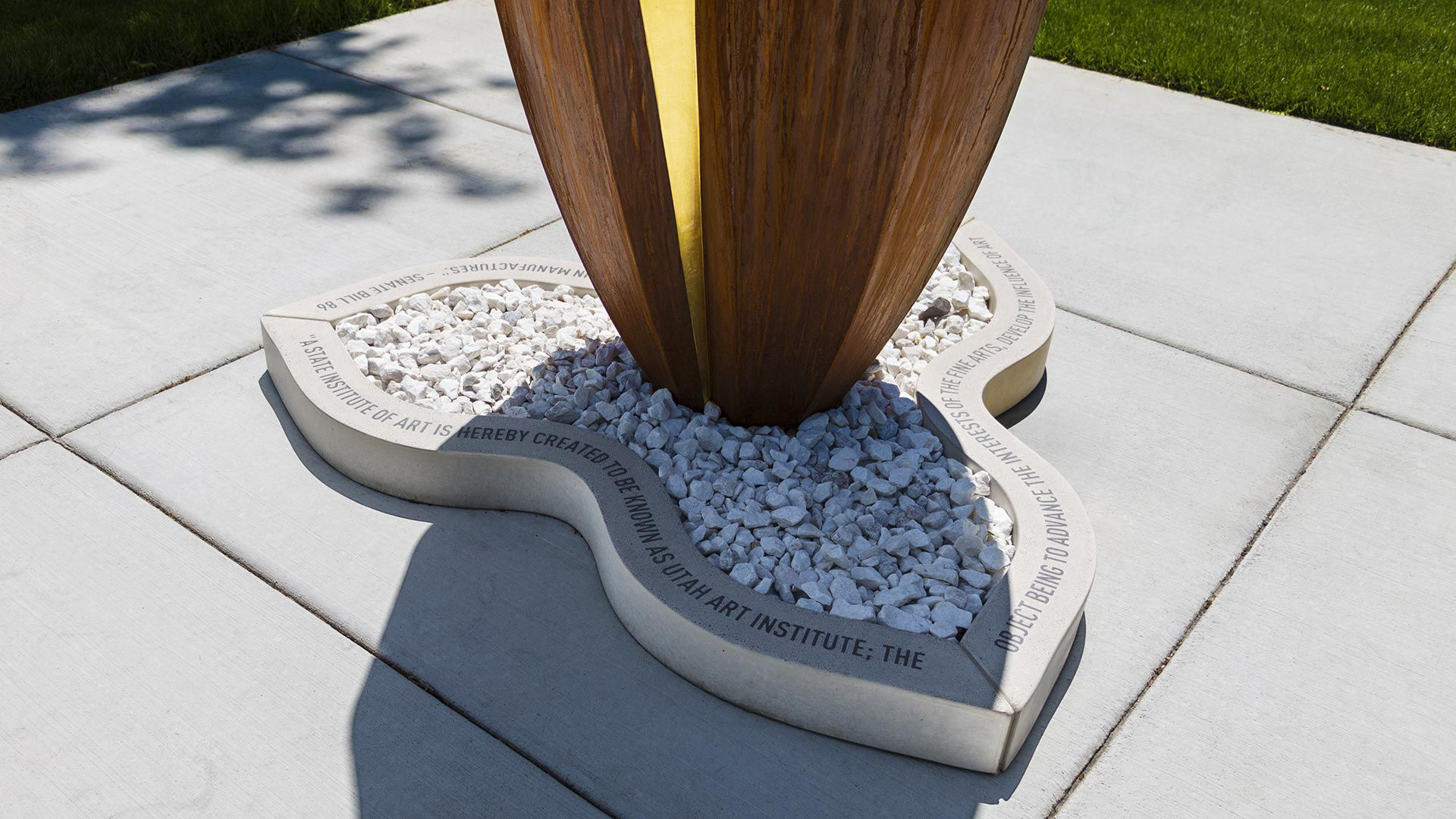 Amh:1898 — corten and 23.75K gold public art sculpture by Heath Satow, Utah Division of Arts and Museums, Salt Lake City, UT