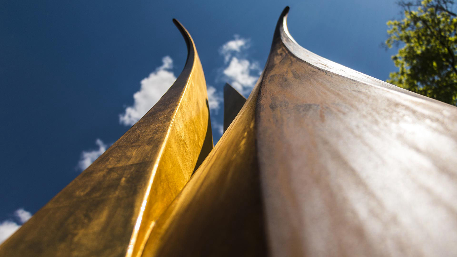 Amh:1898 — corten and 23.75K gold public art sculpture by Heath Satow, Utah Division of Arts and Museums, Salt Lake City, UT